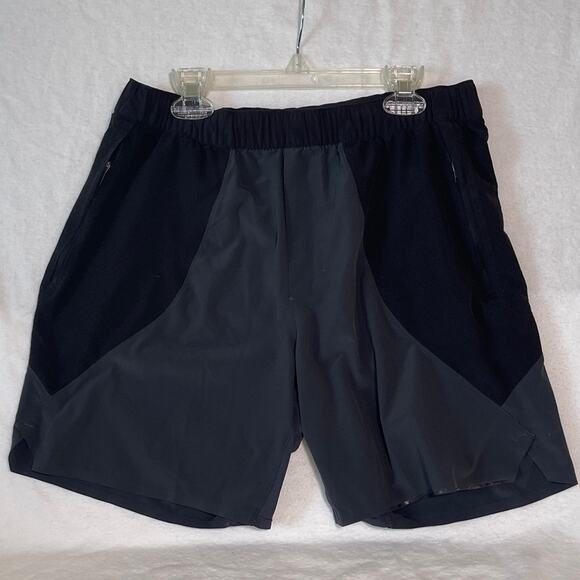 lululemon athletica Men's Black and Dark Gray Athletic Shorts - Picture 3 of 5